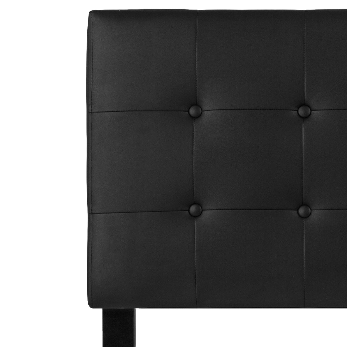 Black,Twin |#| Adjustable Height Button Tufted Upholstered Twin Size Headboard in Black Vinyl