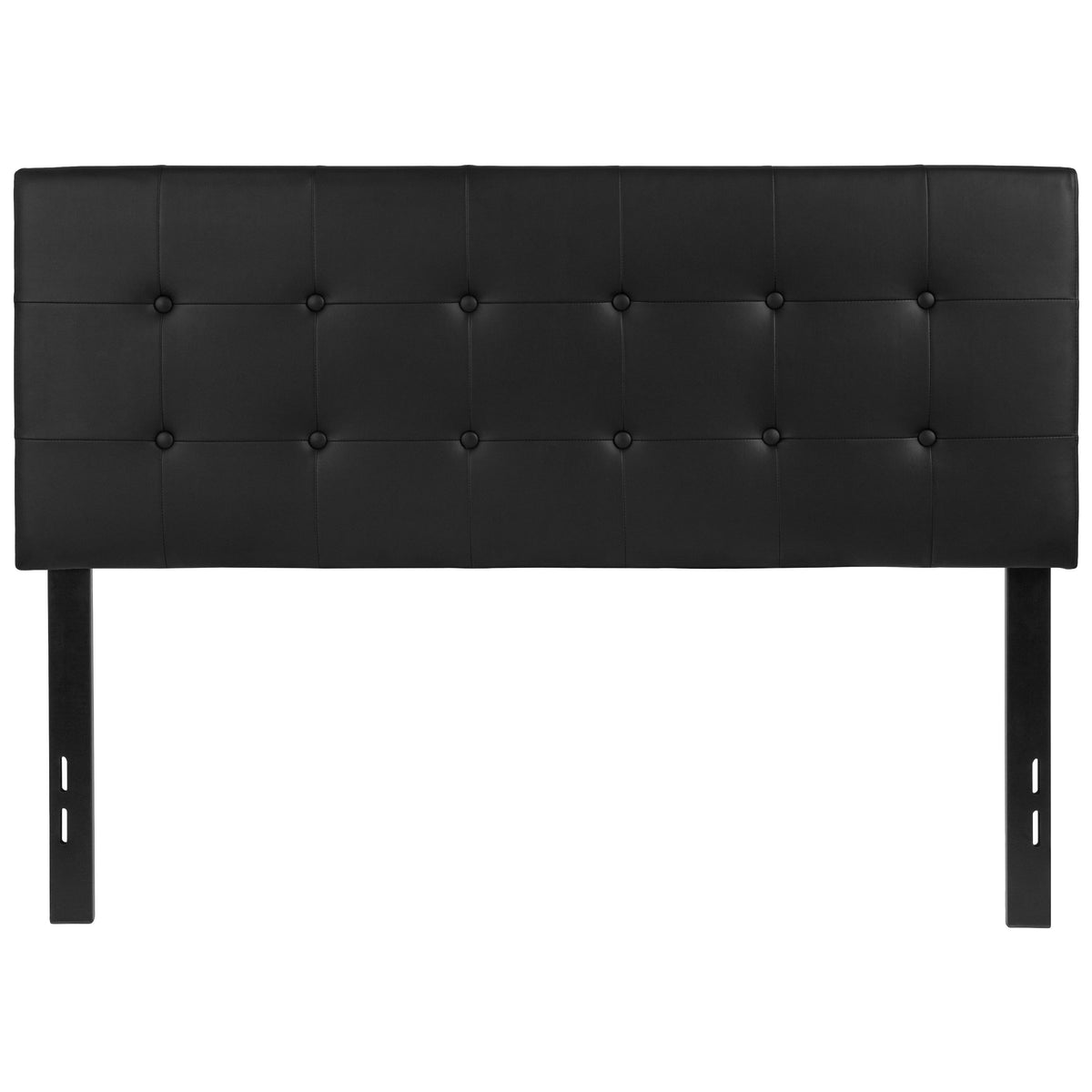 Black,Full |#| Adjustable Height Button Tufted Upholstered Full Size Headboard in Black Vinyl
