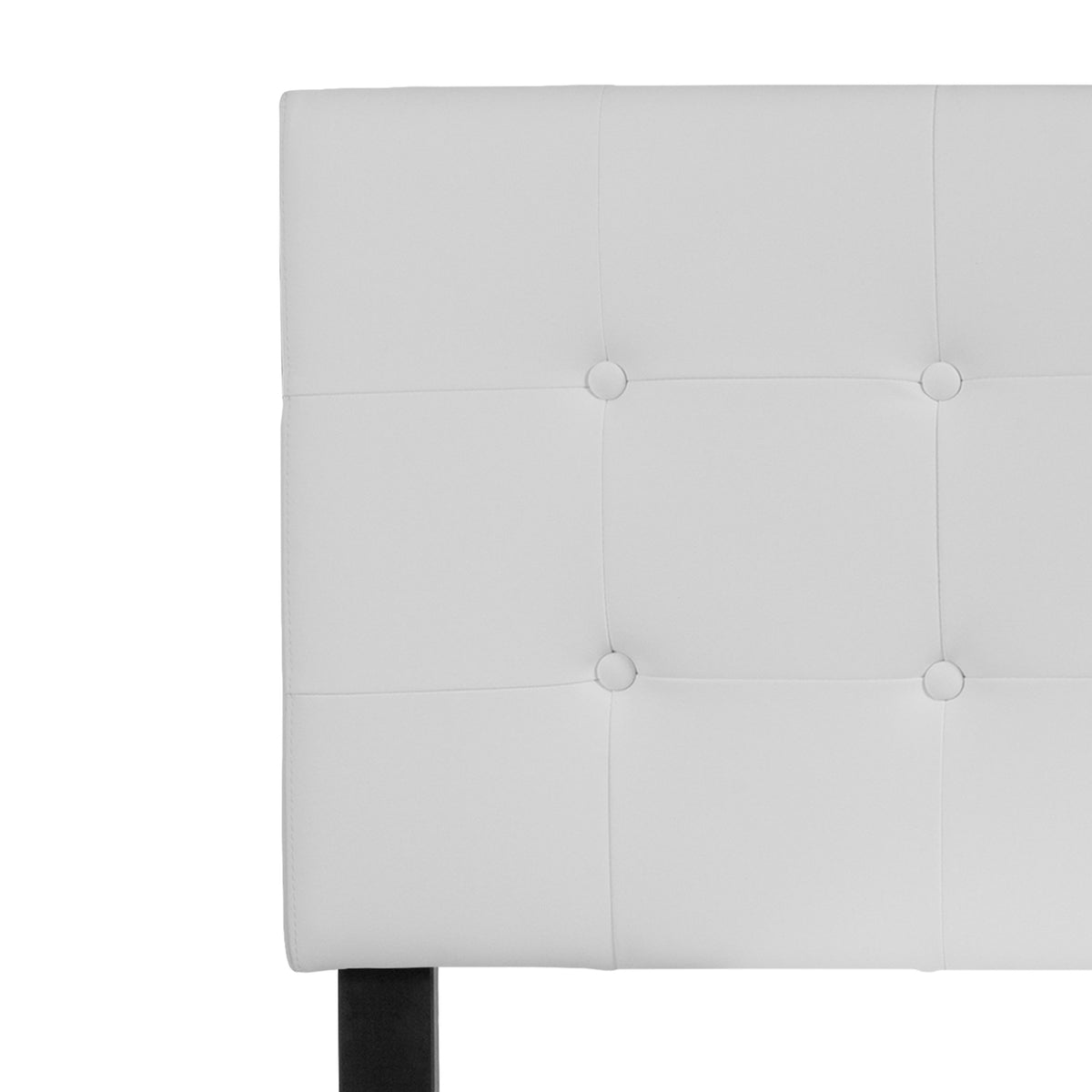 White,Full |#| Adjustable Height Button Tufted Upholstered Full Size Headboard in White Vinyl