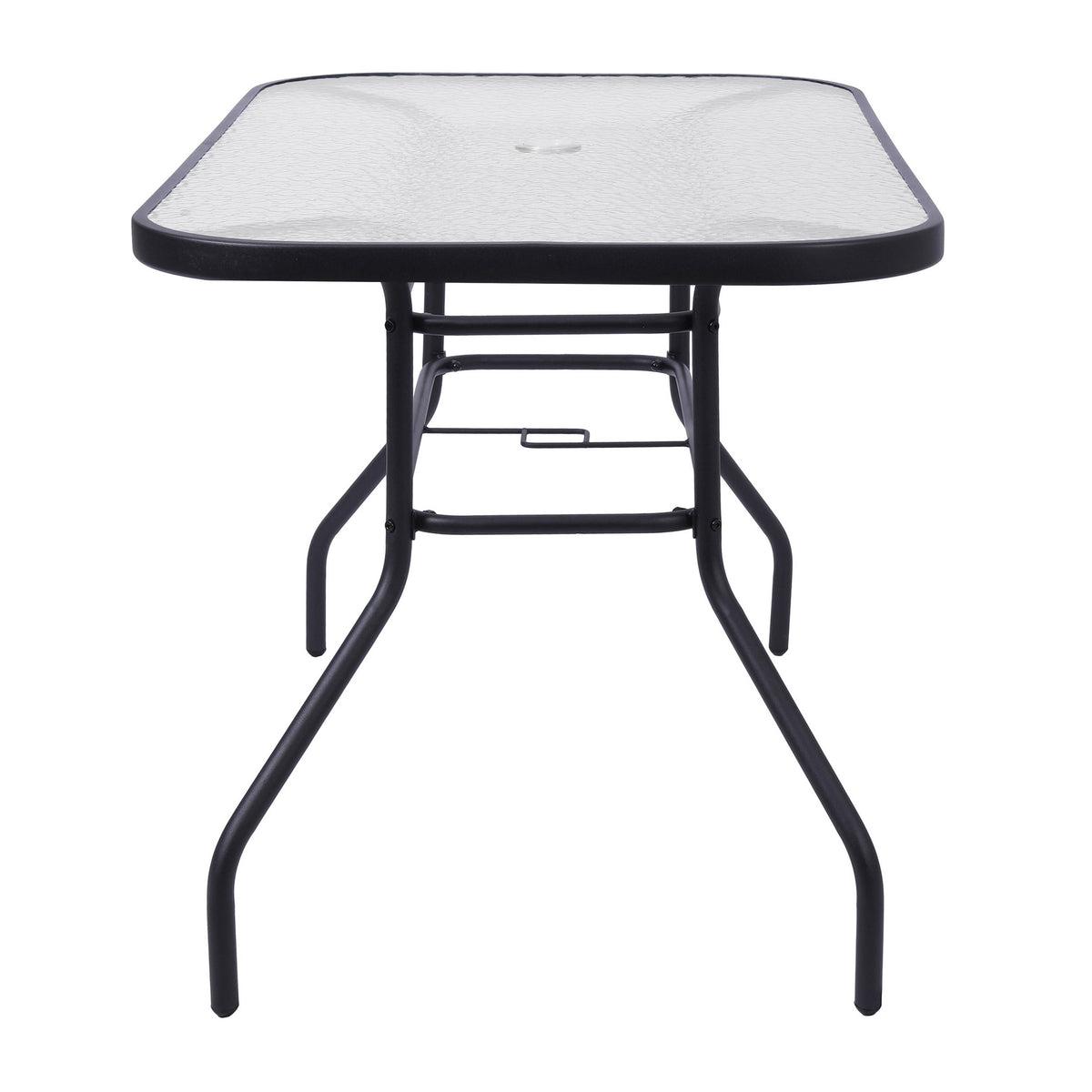 Commercial Patio Dining Set with Tempered Glass Top Table and 4 Chairs in Black
