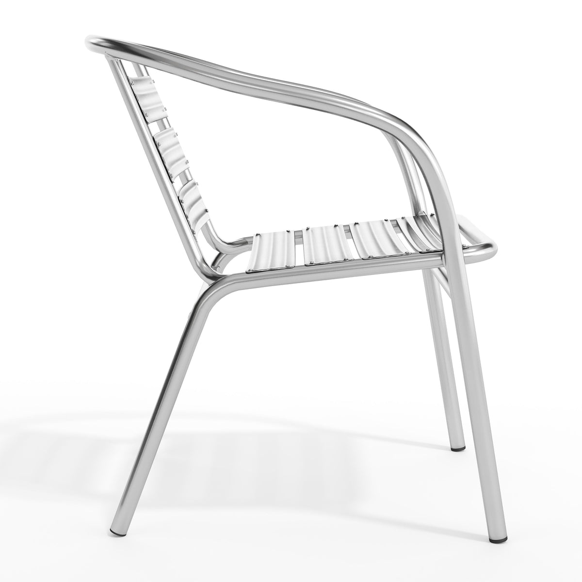 Heavy Duty Commercial Aluminum Indoor-Outdoor Slat-Back Restaurant Stack Chair