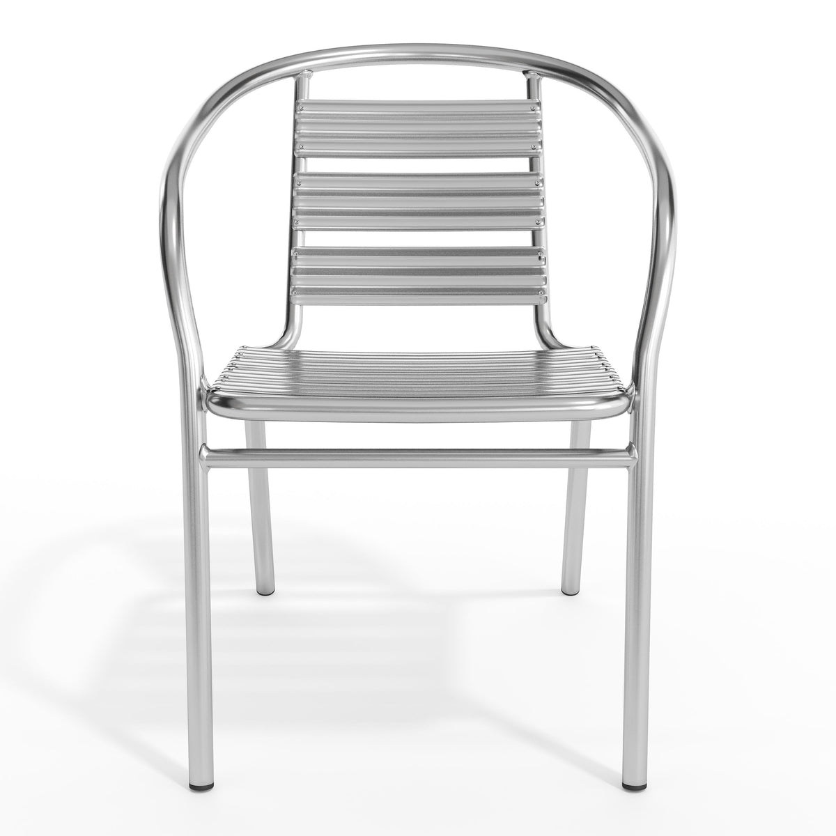 Heavy Duty Commercial Aluminum Indoor-Outdoor Slat-Back Restaurant Stack Chair