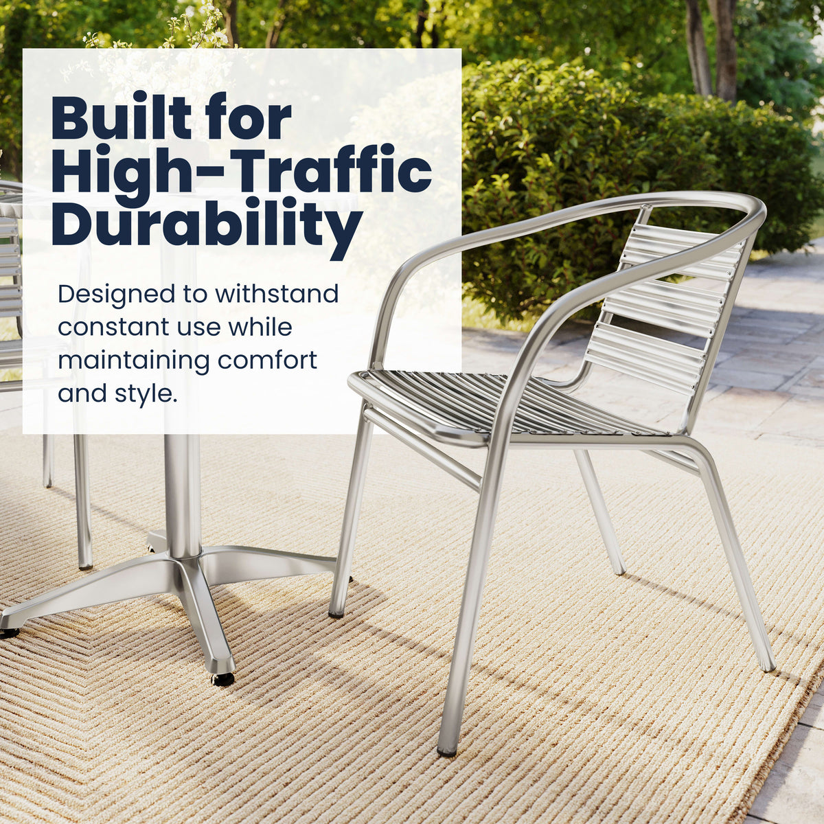 Heavy Duty Commercial Aluminum Indoor-Outdoor Slat-Back Restaurant Stack Chair