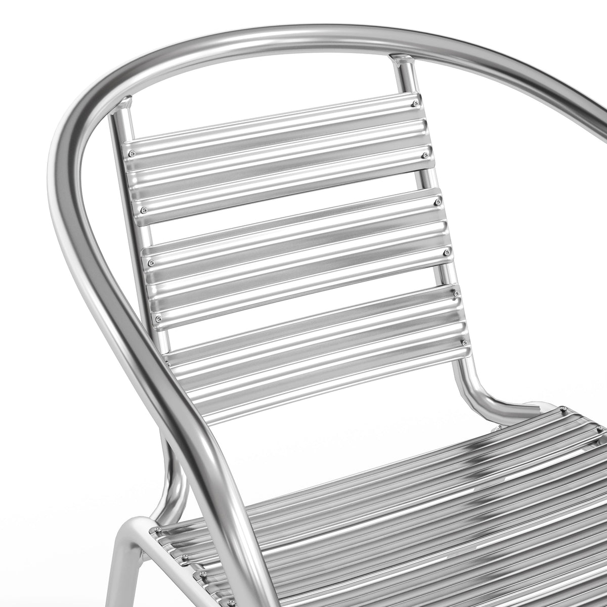 Heavy Duty Commercial Aluminum Indoor-Outdoor Slat-Back Restaurant Stack Chair