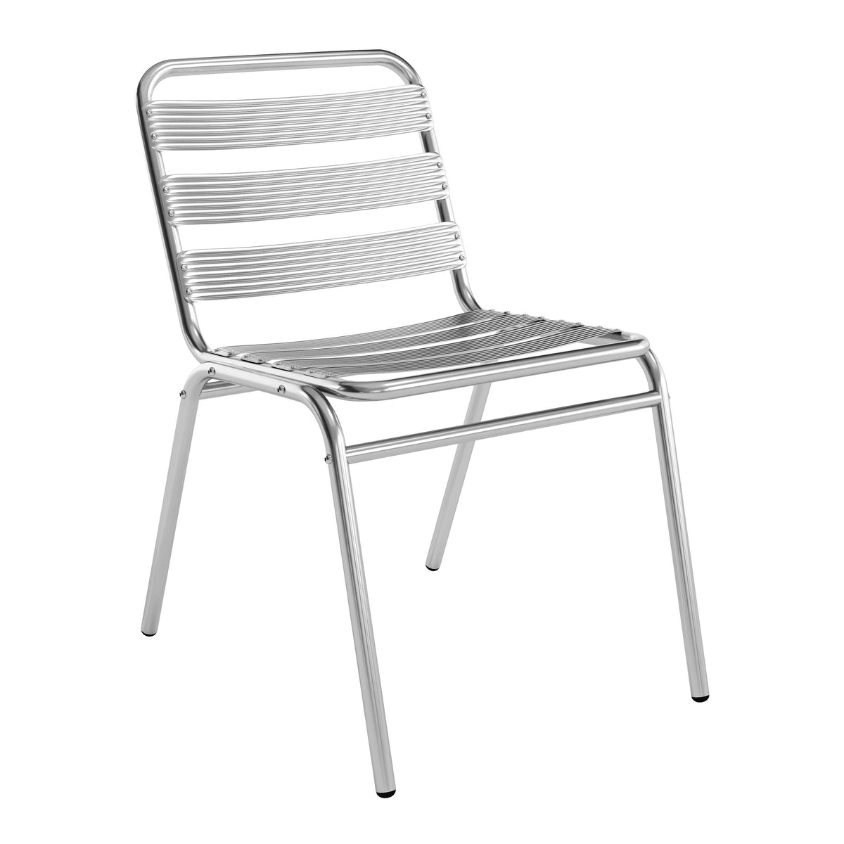 Aluminum |#| Commercial Metal Indoor-Outdoor Restaurant Stack Chair with Triple Slat Back