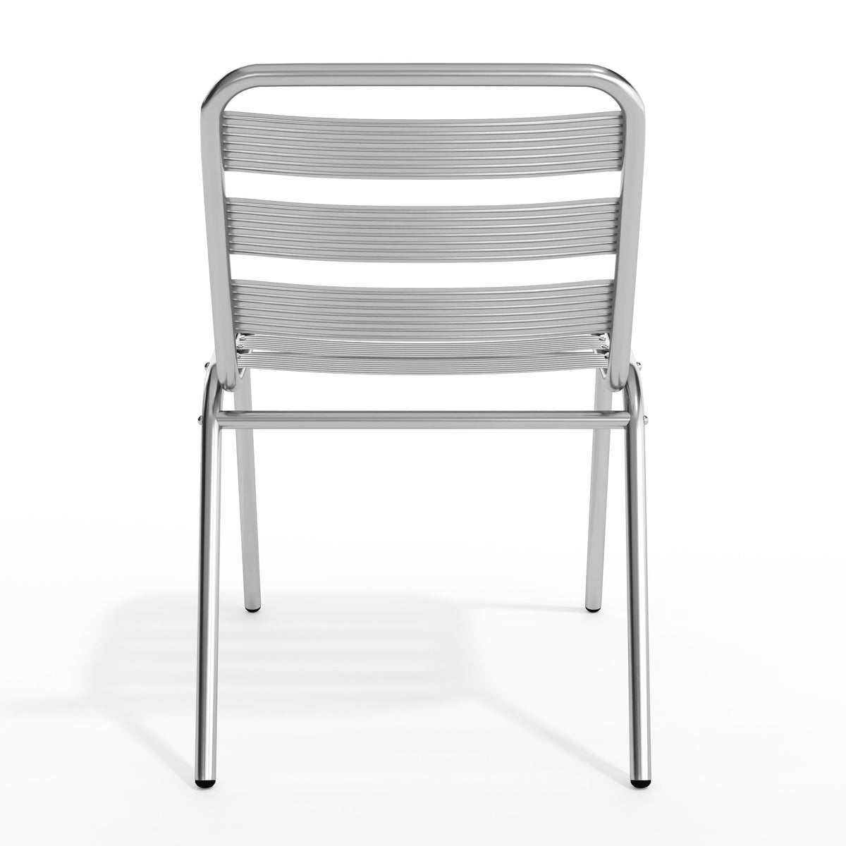 Aluminum |#| Commercial Metal Indoor-Outdoor Restaurant Stack Chair with Triple Slat Back