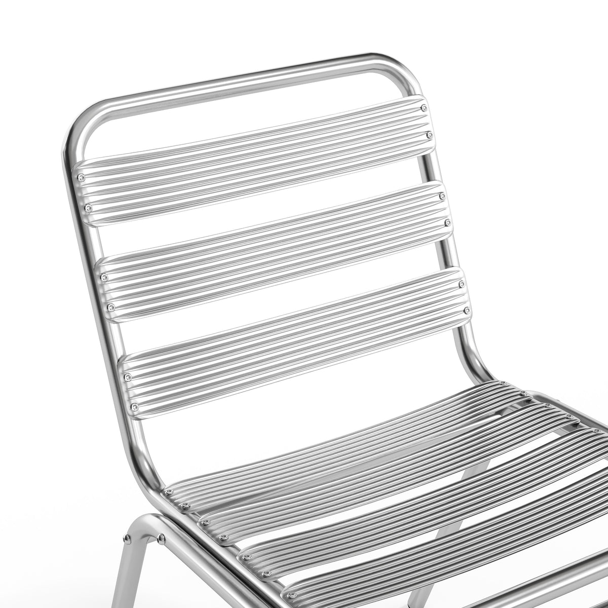 Aluminum |#| Commercial Metal Indoor-Outdoor Restaurant Stack Chair with Triple Slat Back