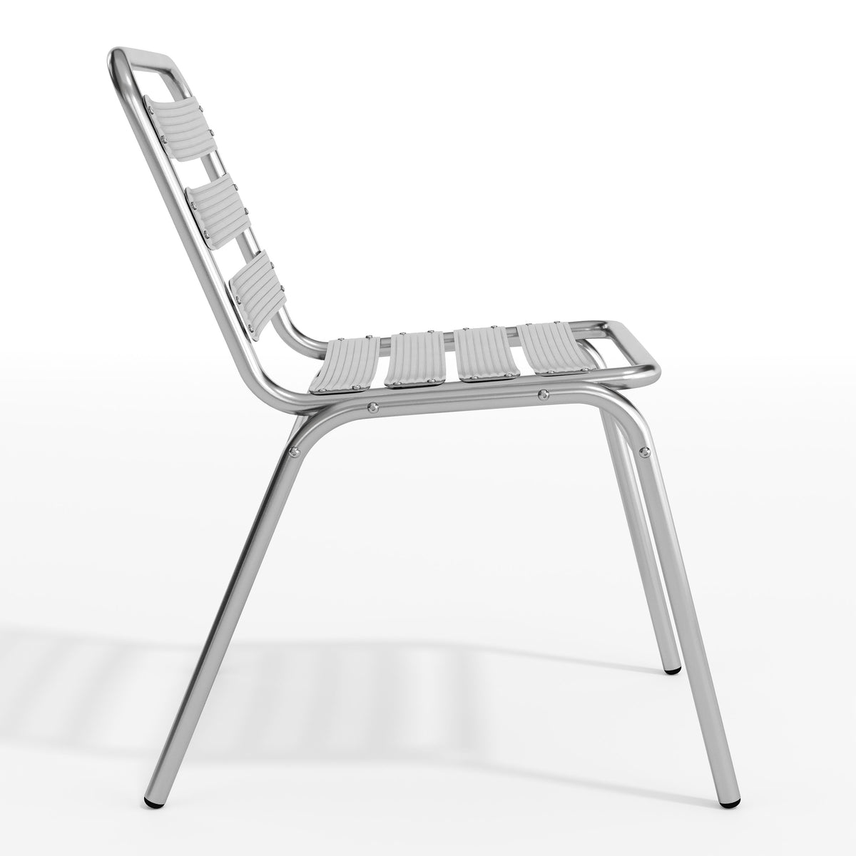 Aluminum |#| Commercial Metal Indoor-Outdoor Restaurant Stack Chair with Triple Slat Back