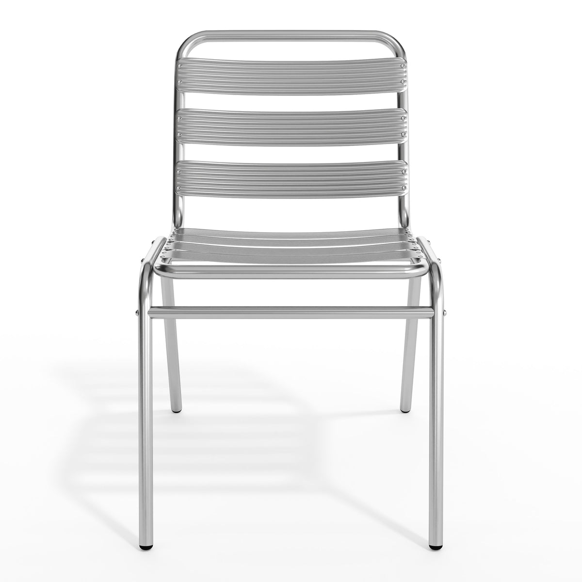 Aluminum |#| Commercial Metal Indoor-Outdoor Restaurant Stack Chair with Triple Slat Back