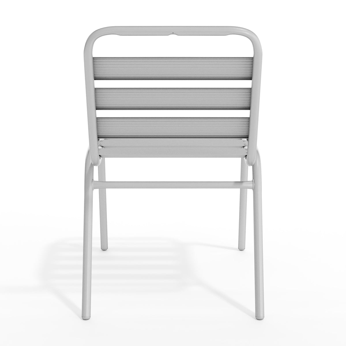 Silver |#| Commercial Silver Indoor-Outdoor Restaurant Stack Chair with Triple Slat Back