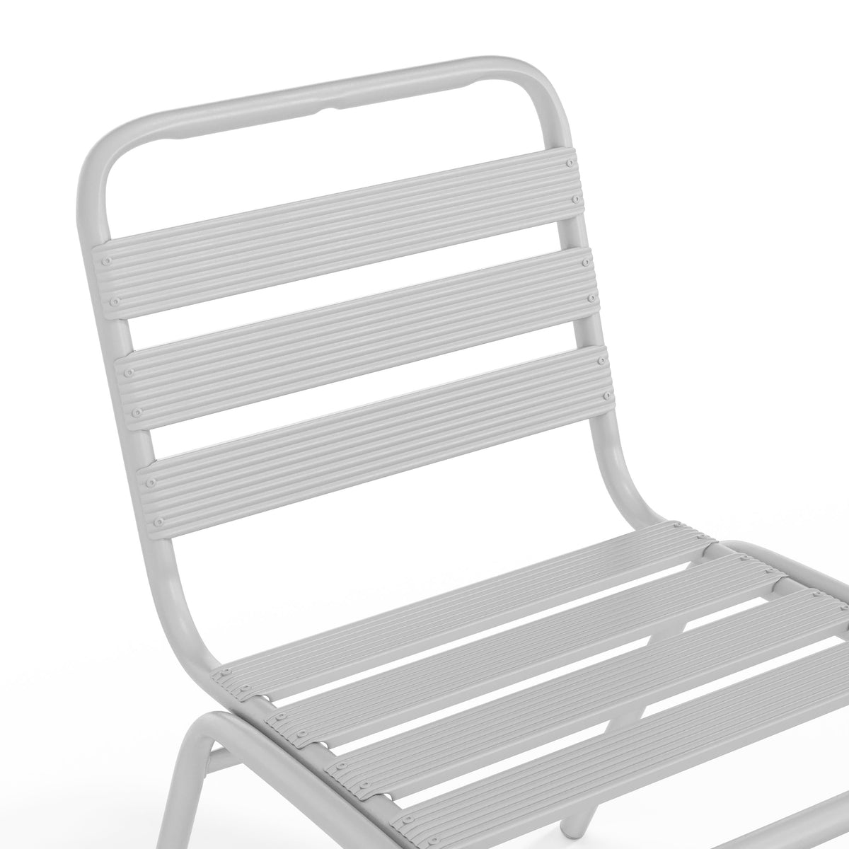 Silver |#| Commercial Silver Indoor-Outdoor Restaurant Stack Chair with Triple Slat Back