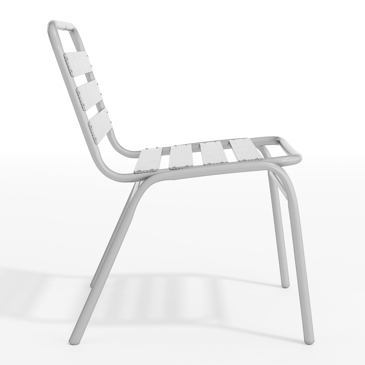Silver |#| Commercial Silver Indoor-Outdoor Restaurant Stack Chair with Triple Slat Back
