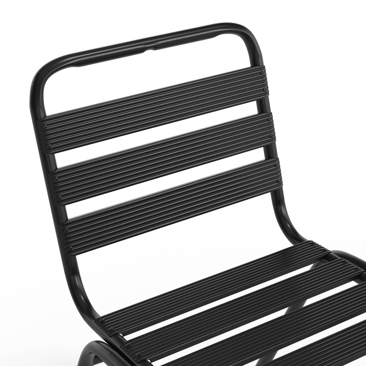 Black |#| Commercial Black Indoor-Outdoor Restaurant Stack Chair with Triple Slat Back