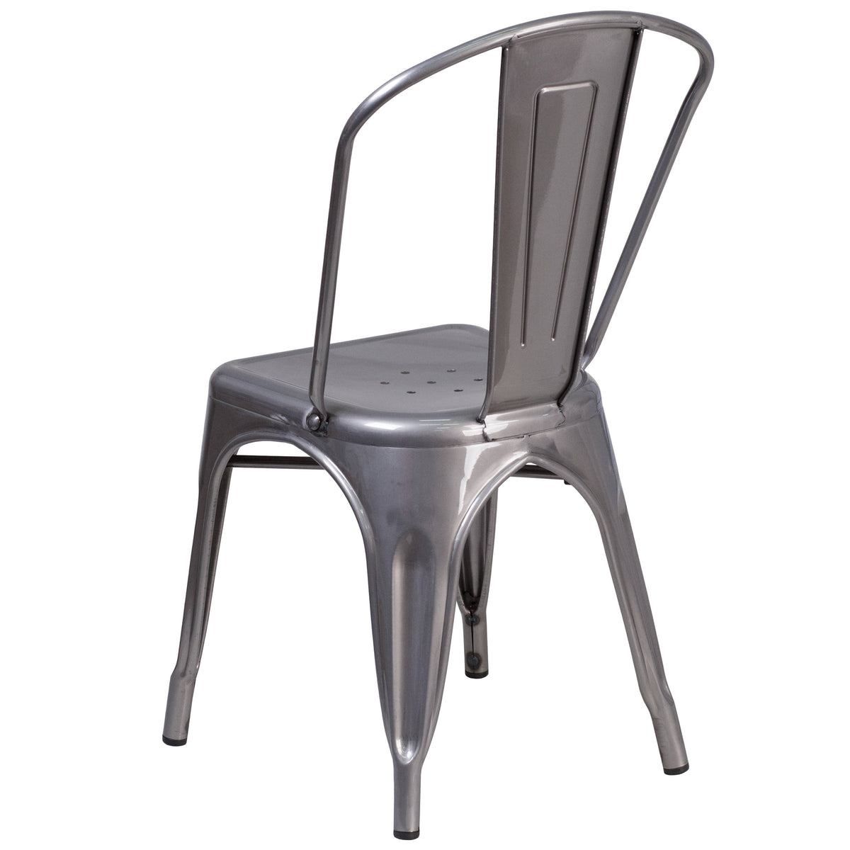 Silver Antique Clear Coat Metal Indoor Stackable Chair