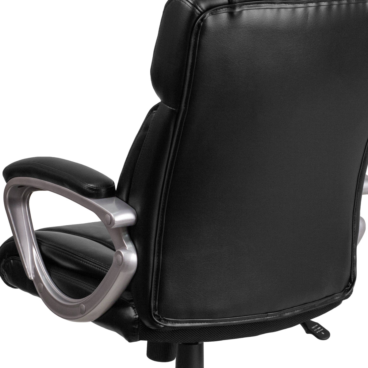 Black |#| Mid-Back Black LeatherSoft Executive Swivel Office Chair with Padded Arms