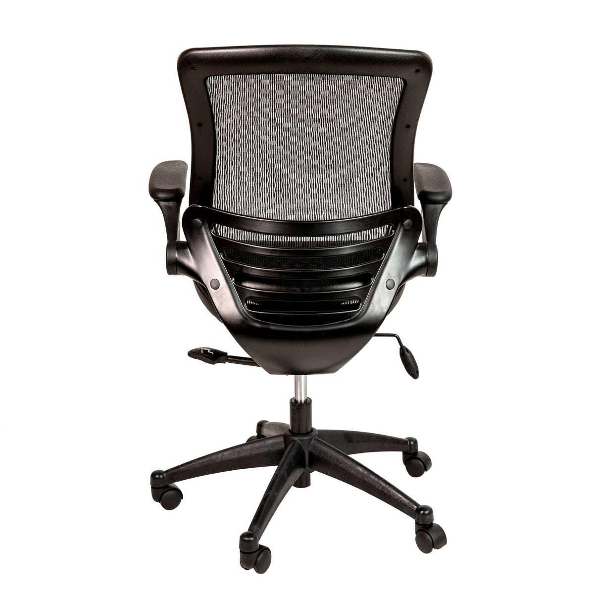 Black Mesh/Black Frame |#| Black Mid-Back Mesh Executive Office Chair with Black Frame and Flip-Up Arms