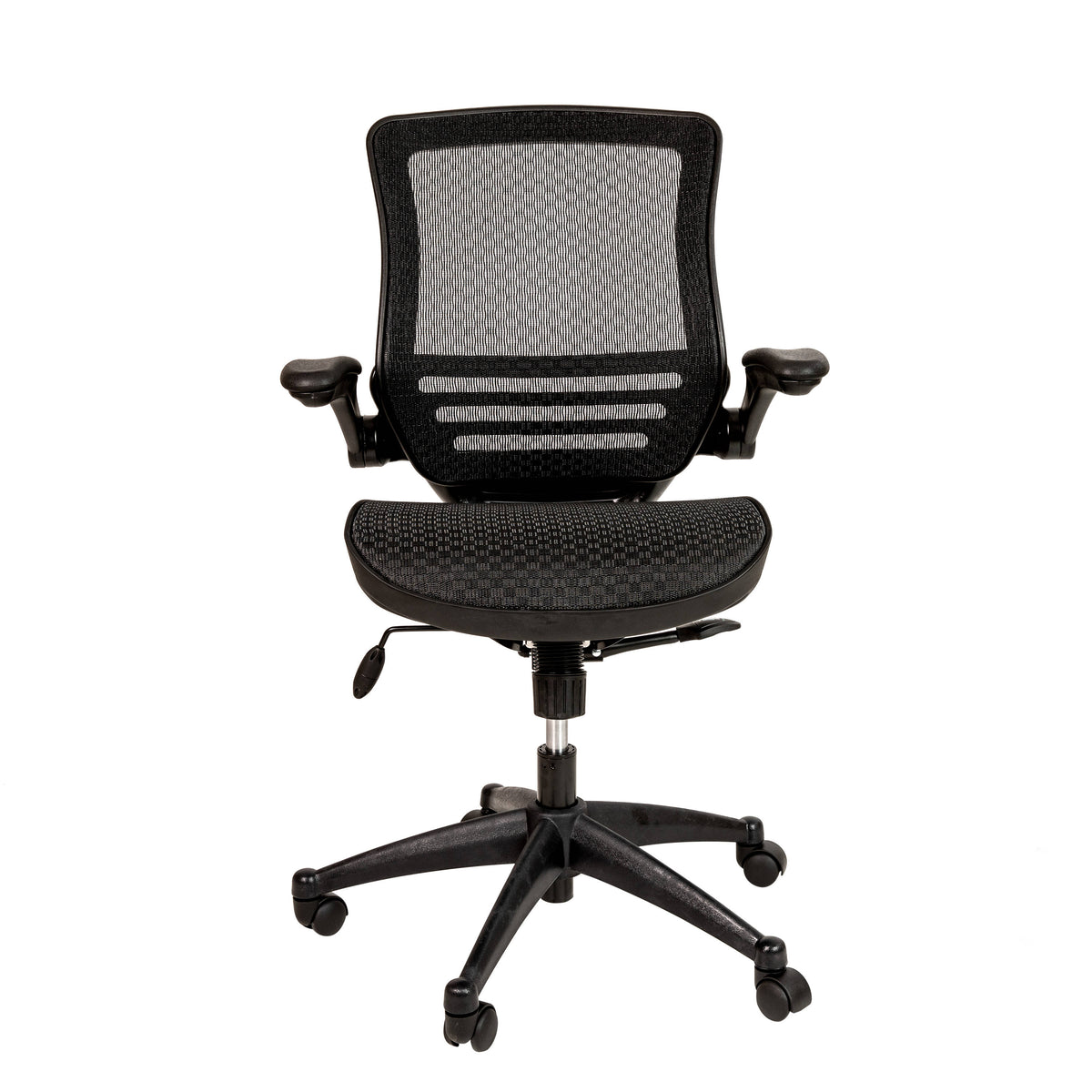 Black Mesh/Black Frame |#| Black Mid-Back Mesh Executive Office Chair with Black Frame and Flip-Up Arms