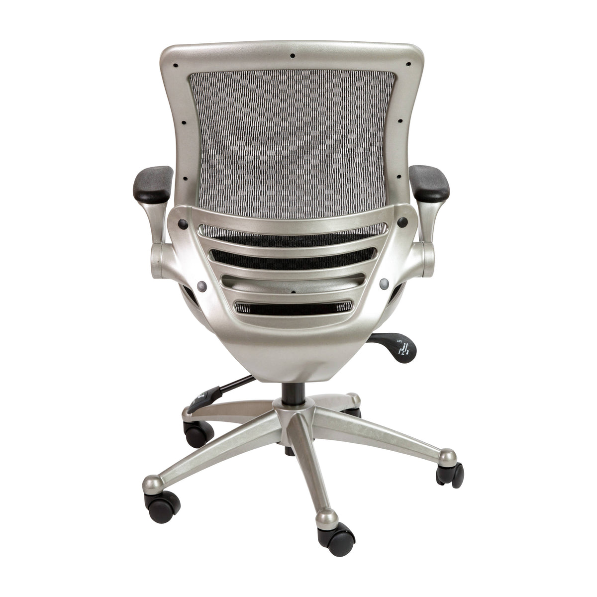 Black Mesh/Graphite Silver Frame |#| Black Mid-Back Mesh Executive Office Chair with Graphite Frame and Flip-Up Arms