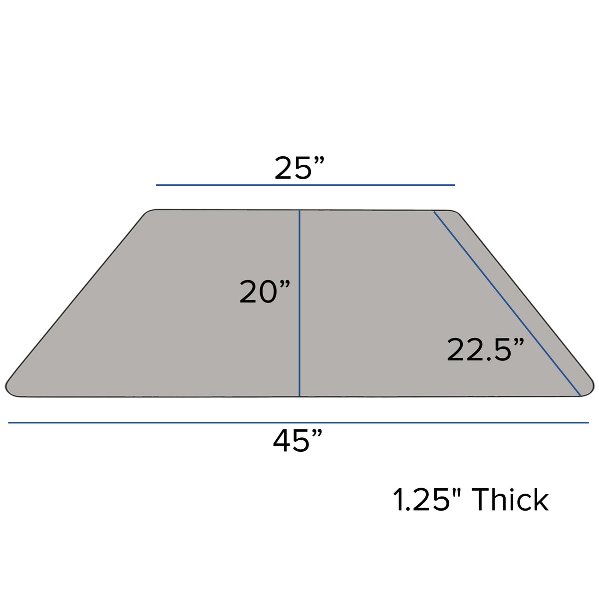Gray Top/Black Frame |#| Mobile 22.5"W x 45"L Trapezoid Grey HP Laminate Adjustable Leg Activity Table