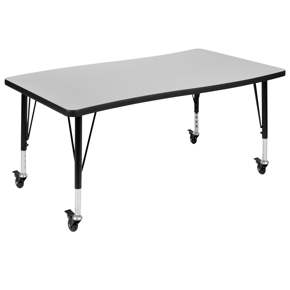 Grey Top/Black Frame |#| Mobile 28"Wx47.5"L Wave Collaborative Grey Kids Adjustable Activity Table