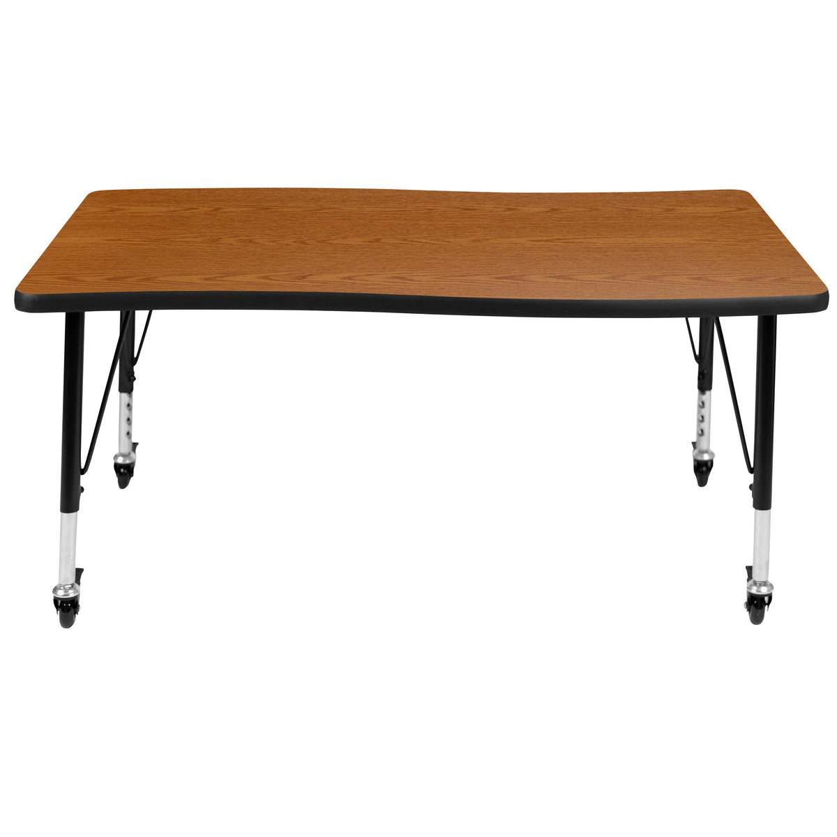 Oak Top/Black Frame |#| Mobile 28"Wx47.5"L Wave Collaborative Oak Kids Adjustable Activity Table