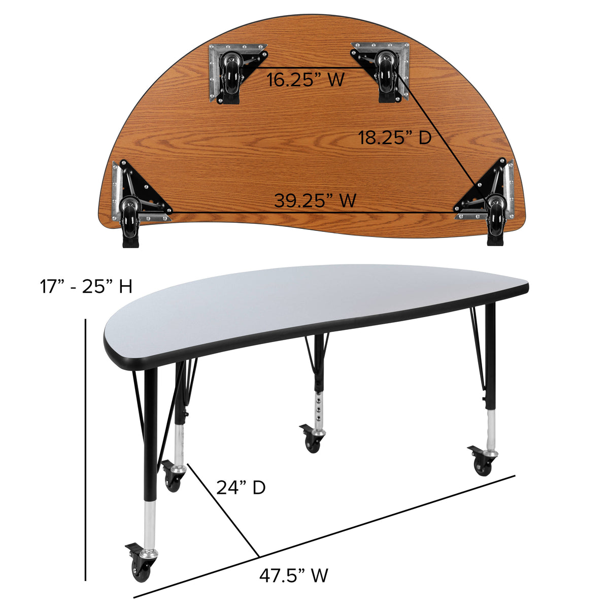 Grey Top/Black Frame |#| Mobile 76" Oval Wave Activity Table Set-14" Student Stack Chairs, Grey/Black