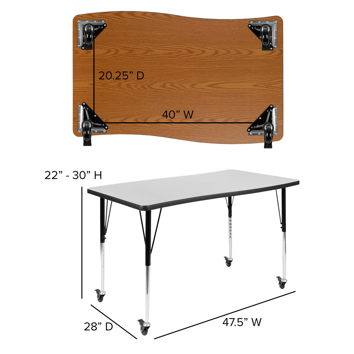 Grey Top/Black Frame |#| Mobile 76" Oval Wave Activity Table Set-16" Student Stack Chairs, Grey/Black