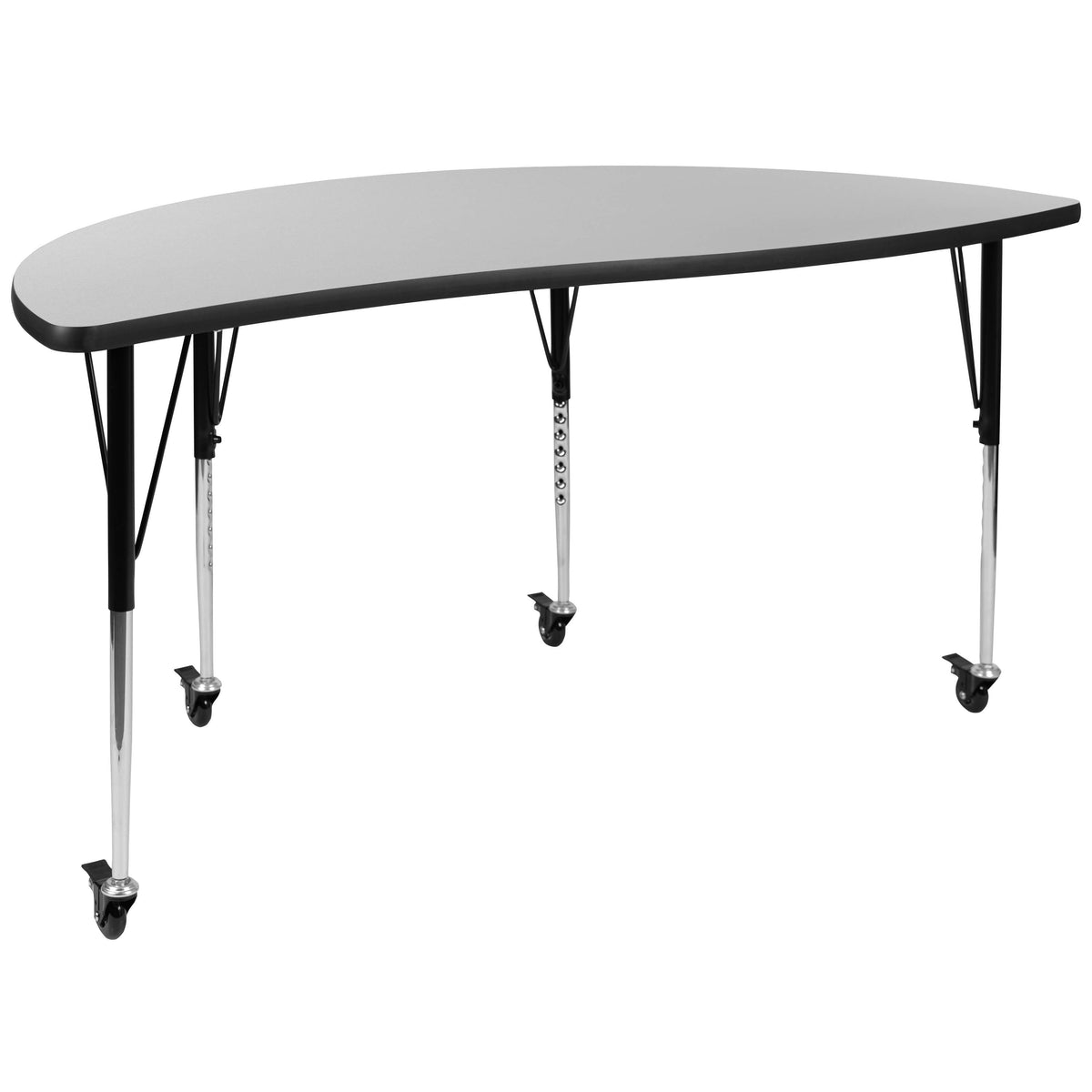 Grey Top/Black Frame |#| Mobile 86" Oval Wave Activity Table Set-16" Student Stack Chairs, Grey/Black