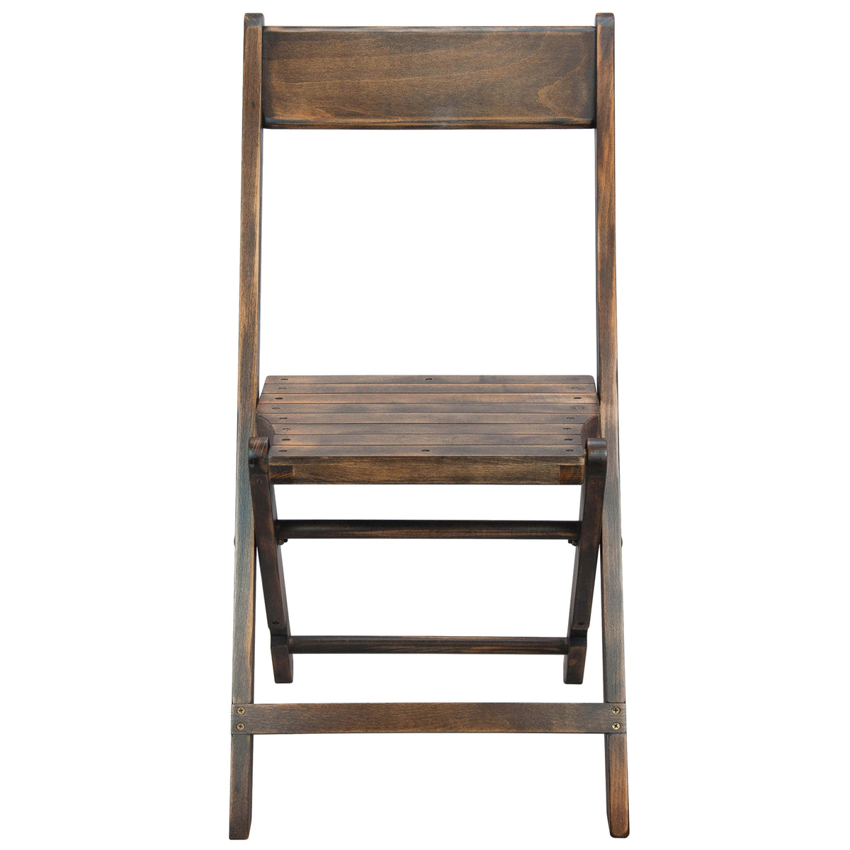 Commercial Beechwood Folding Event Chair with Slatted Seat in Antique Black