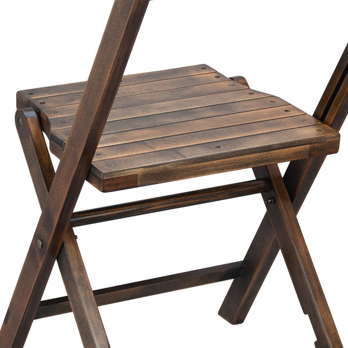 Commercial Beechwood Folding Event Chair with Slatted Seat in Antique Black