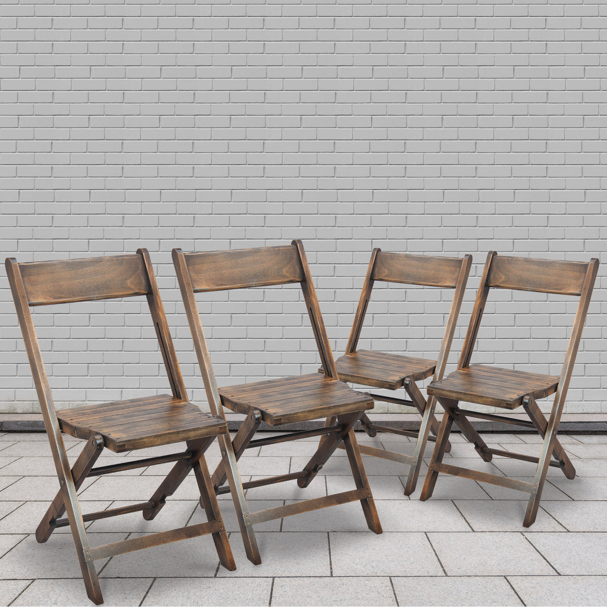 Commercial Beechwood Folding Event Chair with Slatted Seat in Antique Black