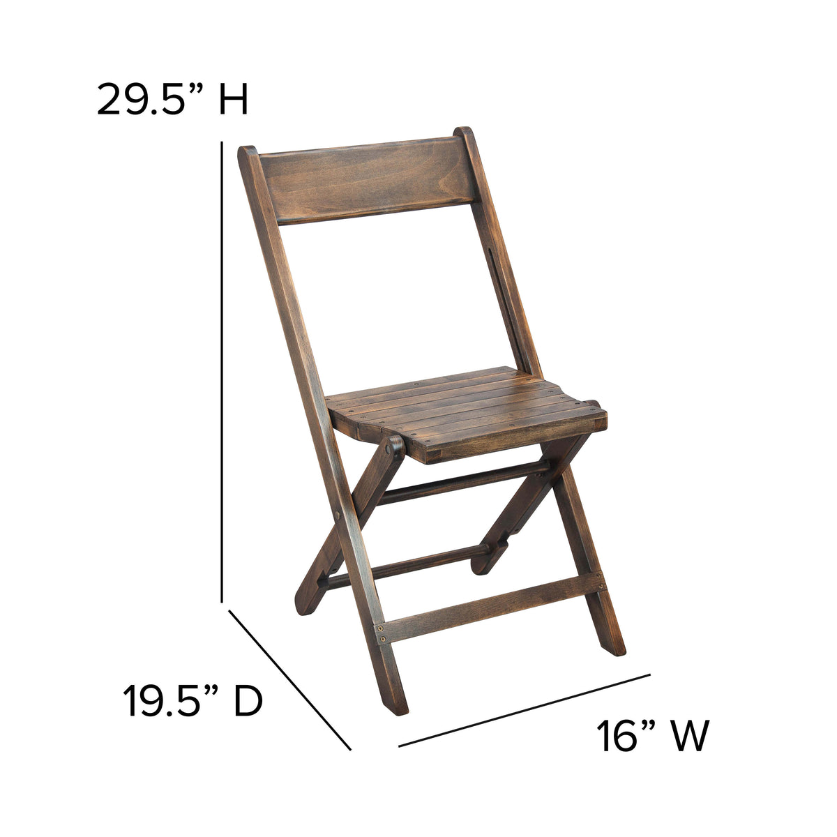 Commercial Beechwood Folding Event Chair with Slatted Seat in Antique Black