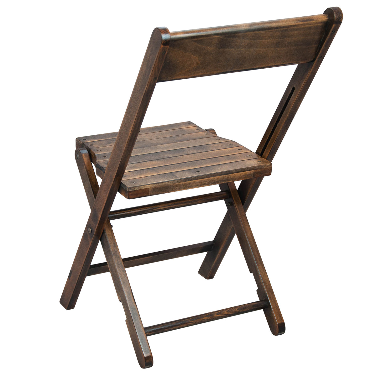 Commercial Beechwood Folding Event Chair with Slatted Seat in Antique Black