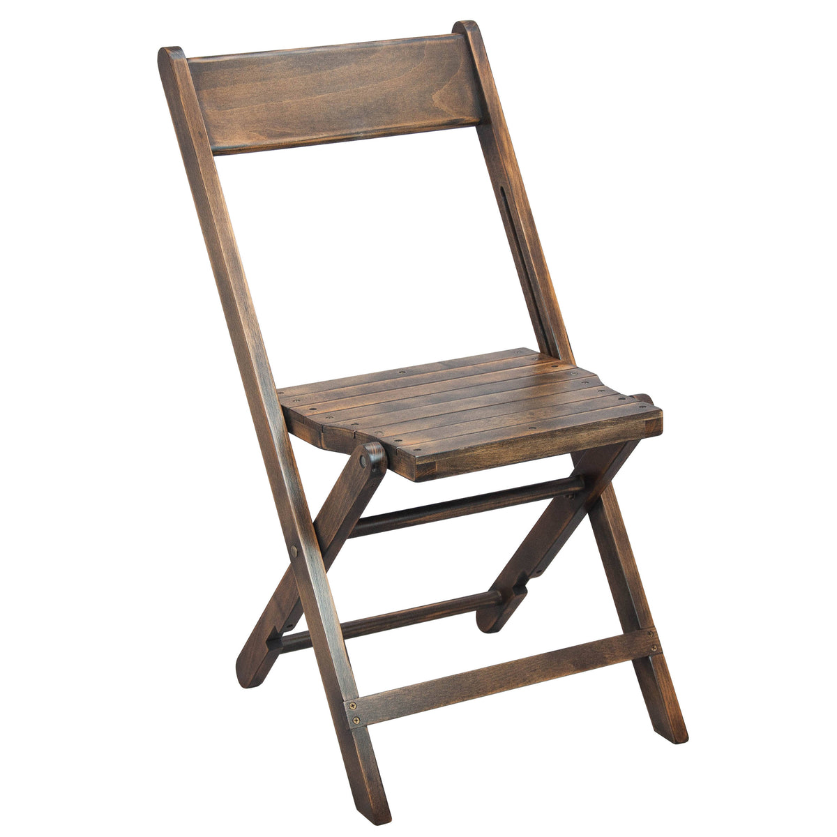 Commercial Beechwood Folding Event Chair with Slatted Seat in Antique Black