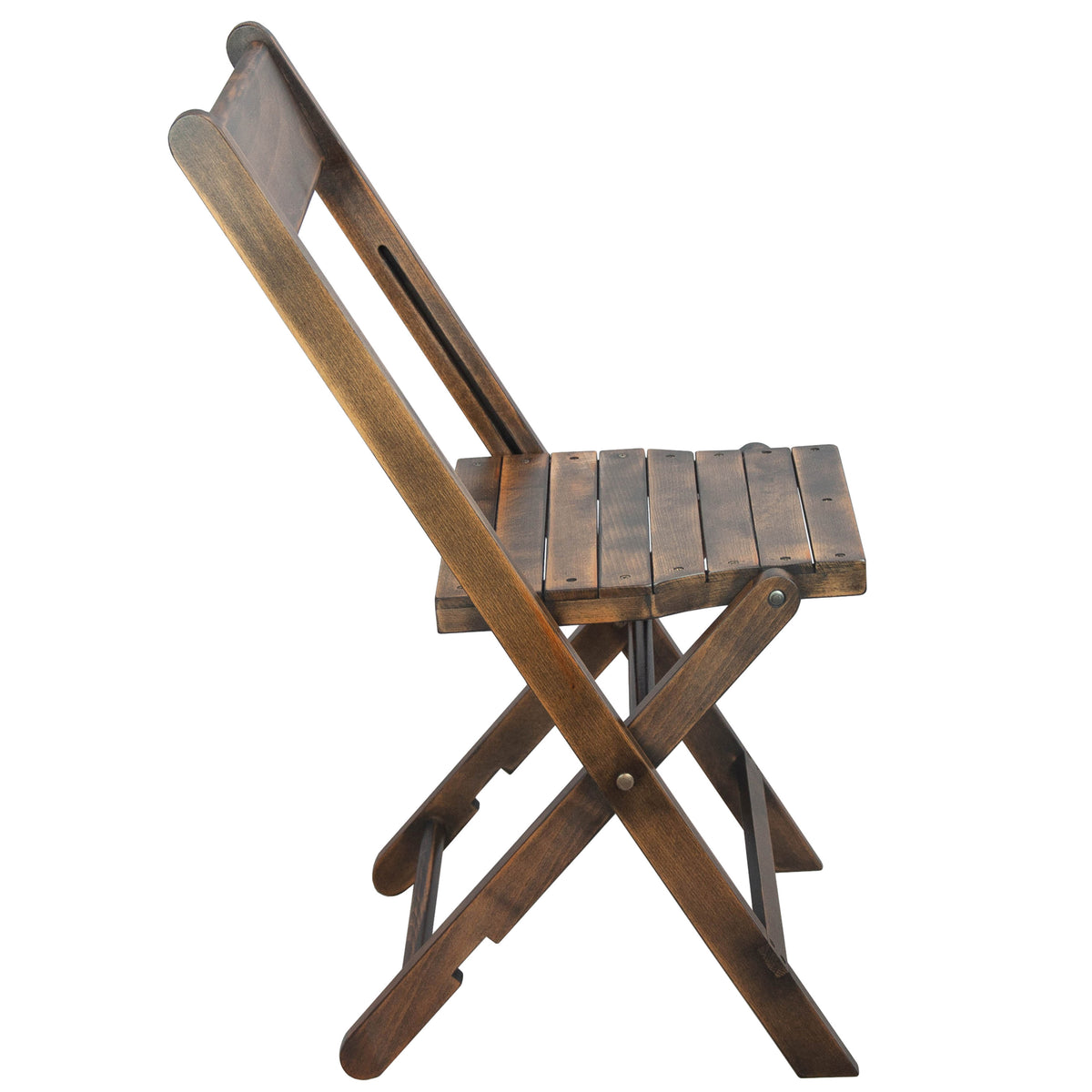 Commercial Beechwood Folding Event Chair with Slatted Seat in Antique Black