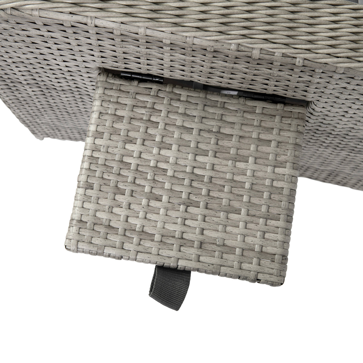 Gray Cushions/Gray Frame |#| Indoor/Outdoor Wicker Rattan Recliner with Flip-Up Side Table in Gray