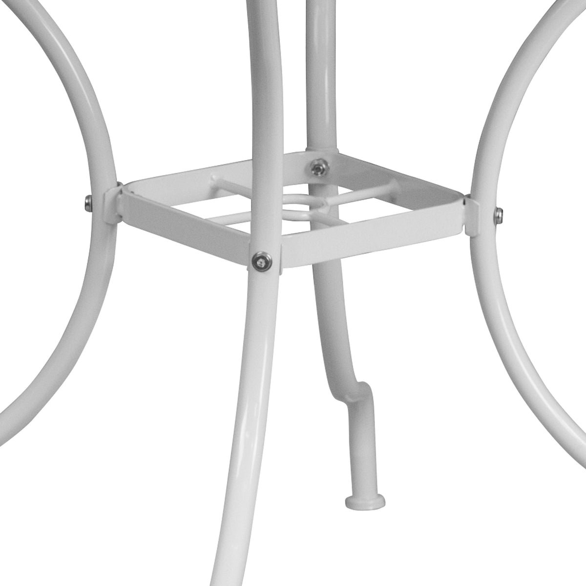 White |#| 35.5" Square White Indoor-Outdoor Steel Patio Table-Umbrella Hole-Restaurant