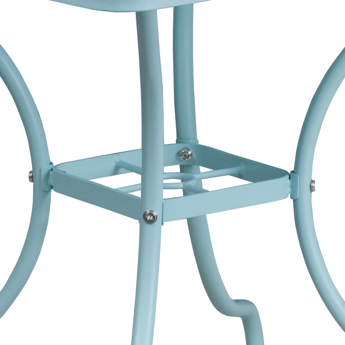 Sky Blue |#| 35.5" SQ Sky Blue Indoor-Outdoor Steel Patio Table-Umbrella Hole-Restaurant