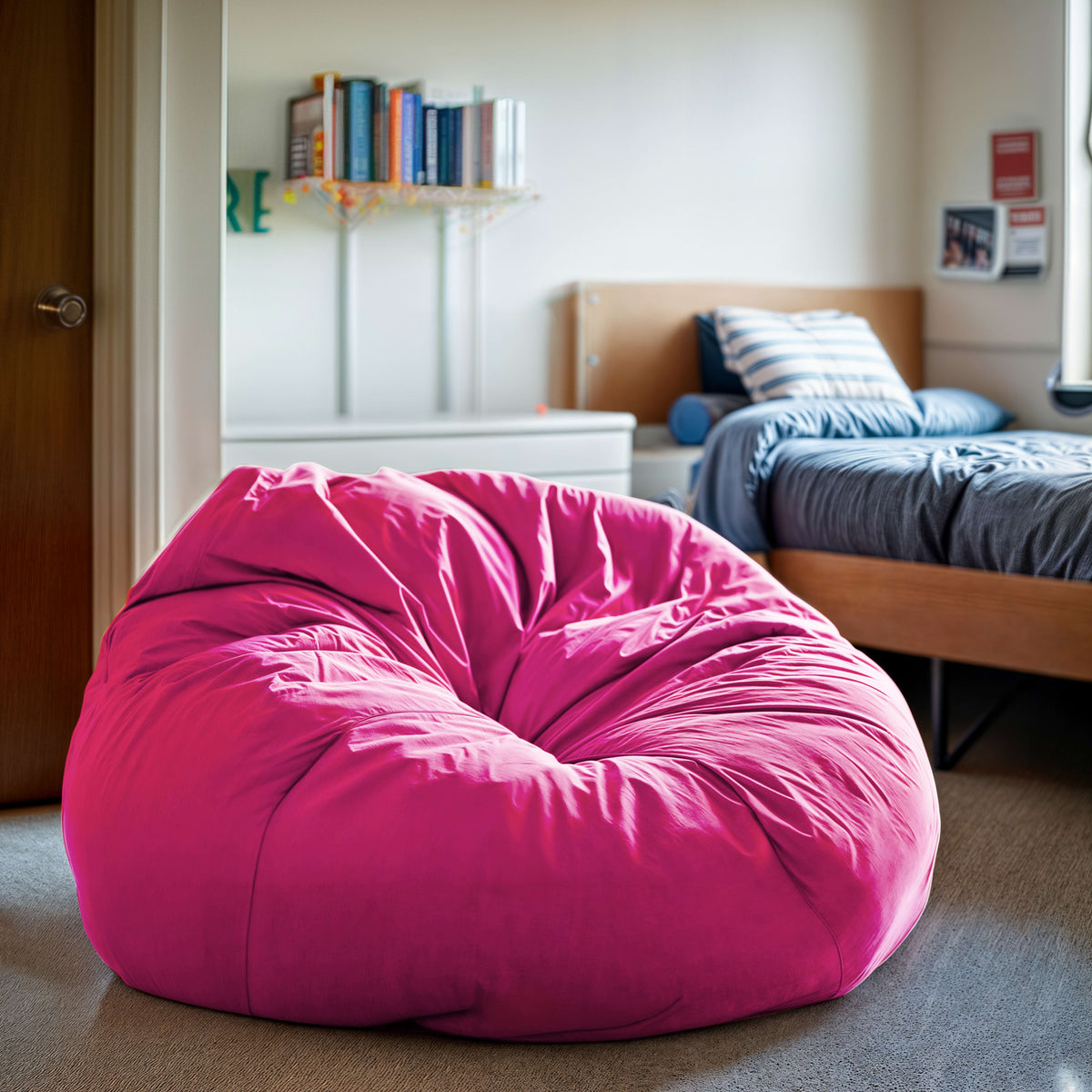 Hot Pink |#| Oversized Solid Hot Pink Refillable Bean Bag Chair for All Ages