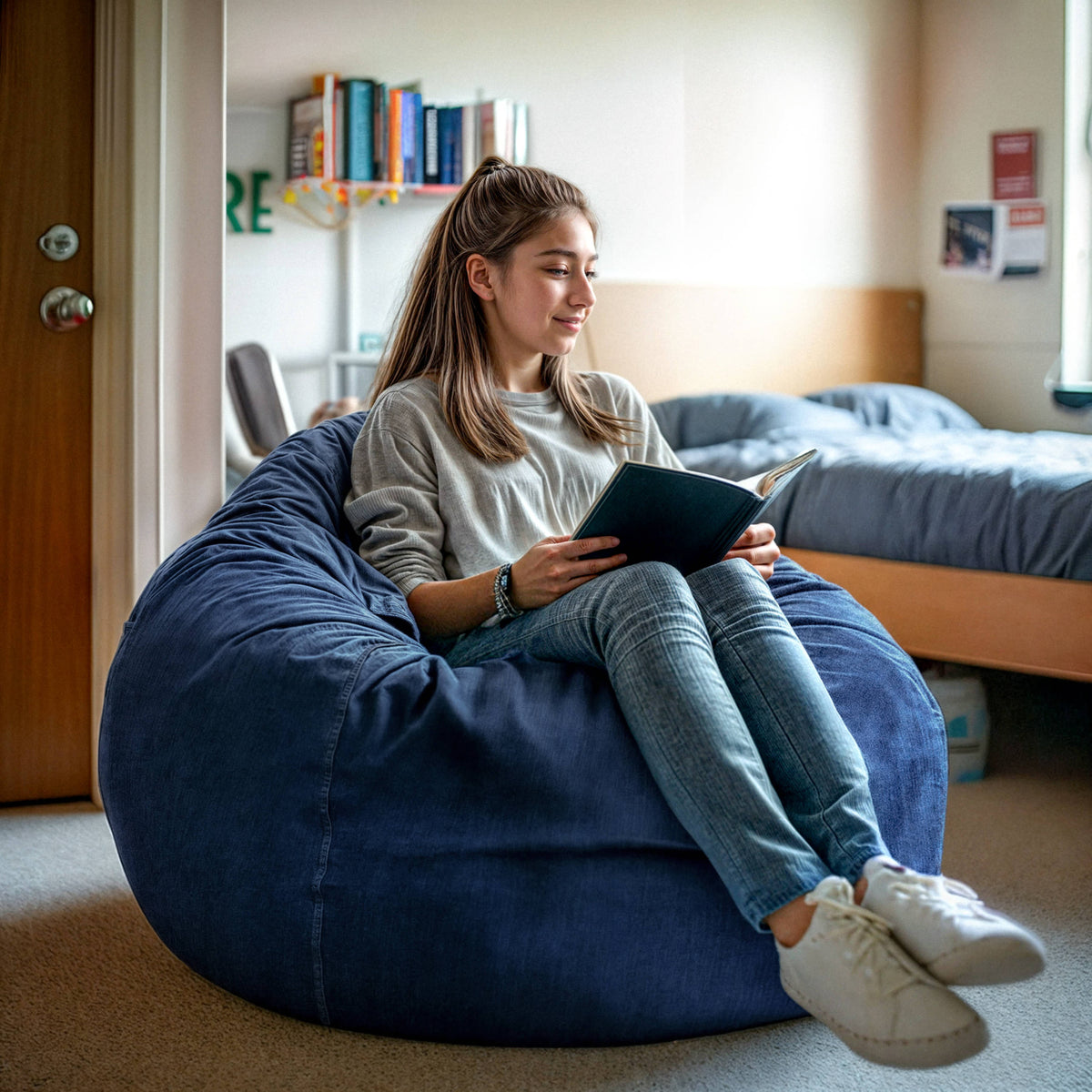 Denim |#| Oversized Denim Refillable Bean Bag Chair for All Ages