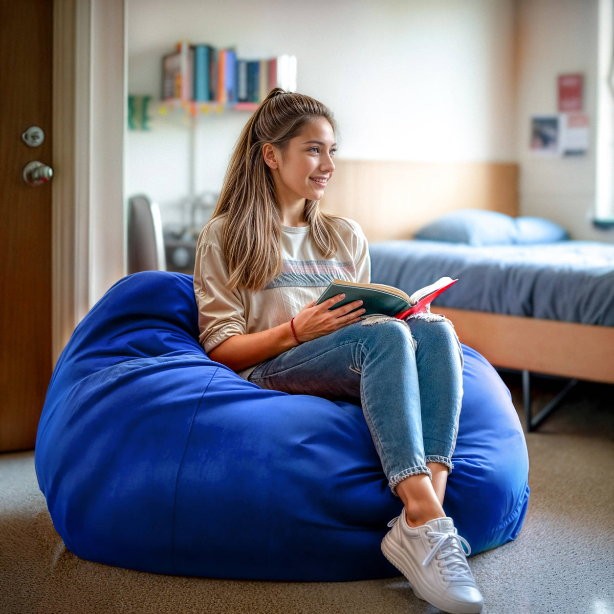 Royal Blue |#| Oversized Solid Royal Blue Refillable Bean Bag Chair for All Ages