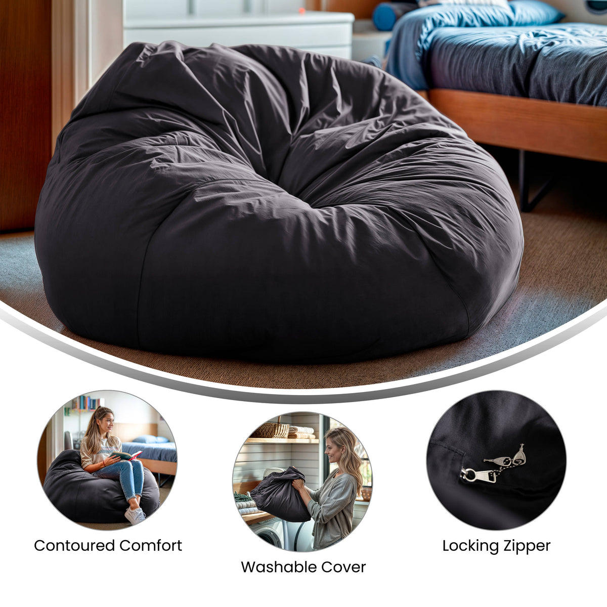 Gray |#| Oversized Solid Gray Refillable Bean Bag Chair for All Ages