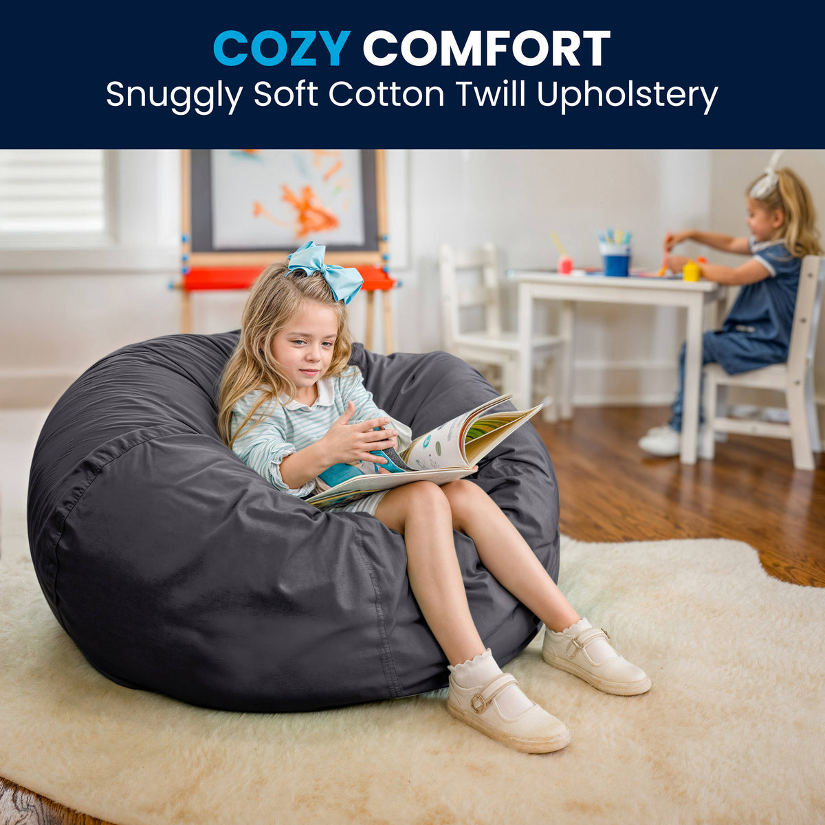 Gray |#| Oversized Solid Gray Refillable Bean Bag Chair for All Ages