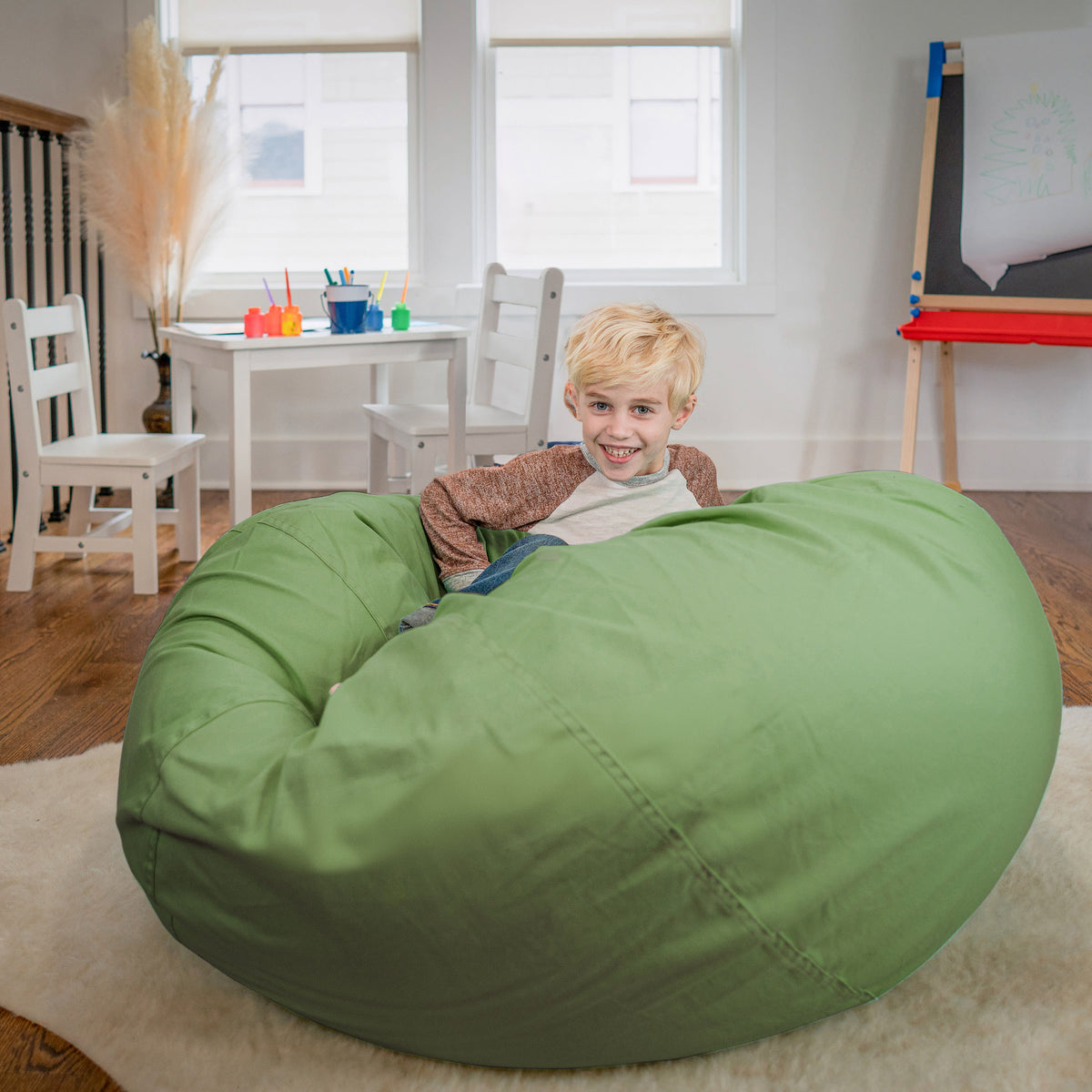 Green |#| Oversized Solid Green Refillable Bean Bag Chair for All Ages