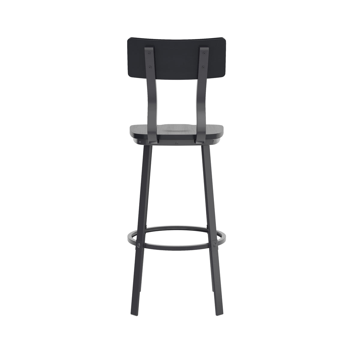 Black |#| Black Restaurant Barstool with Wood Seat & Back & Black Powder Coat Frame