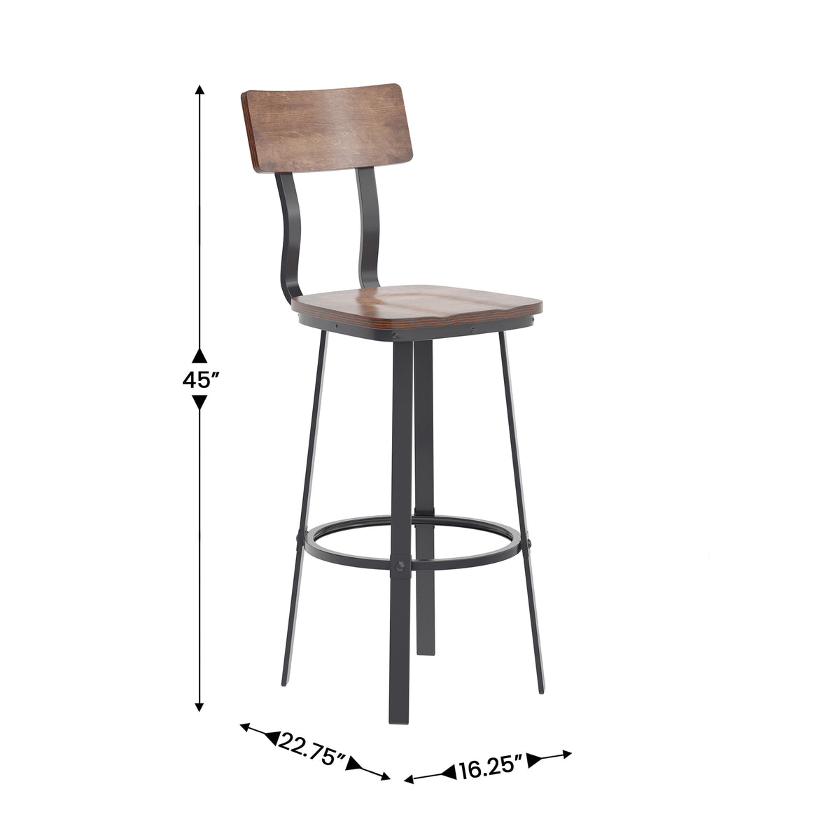 Antique Copper |#| Ant Copper Restaurant Barstool with Wood Seat & Back & Gray Powder Coat Frame