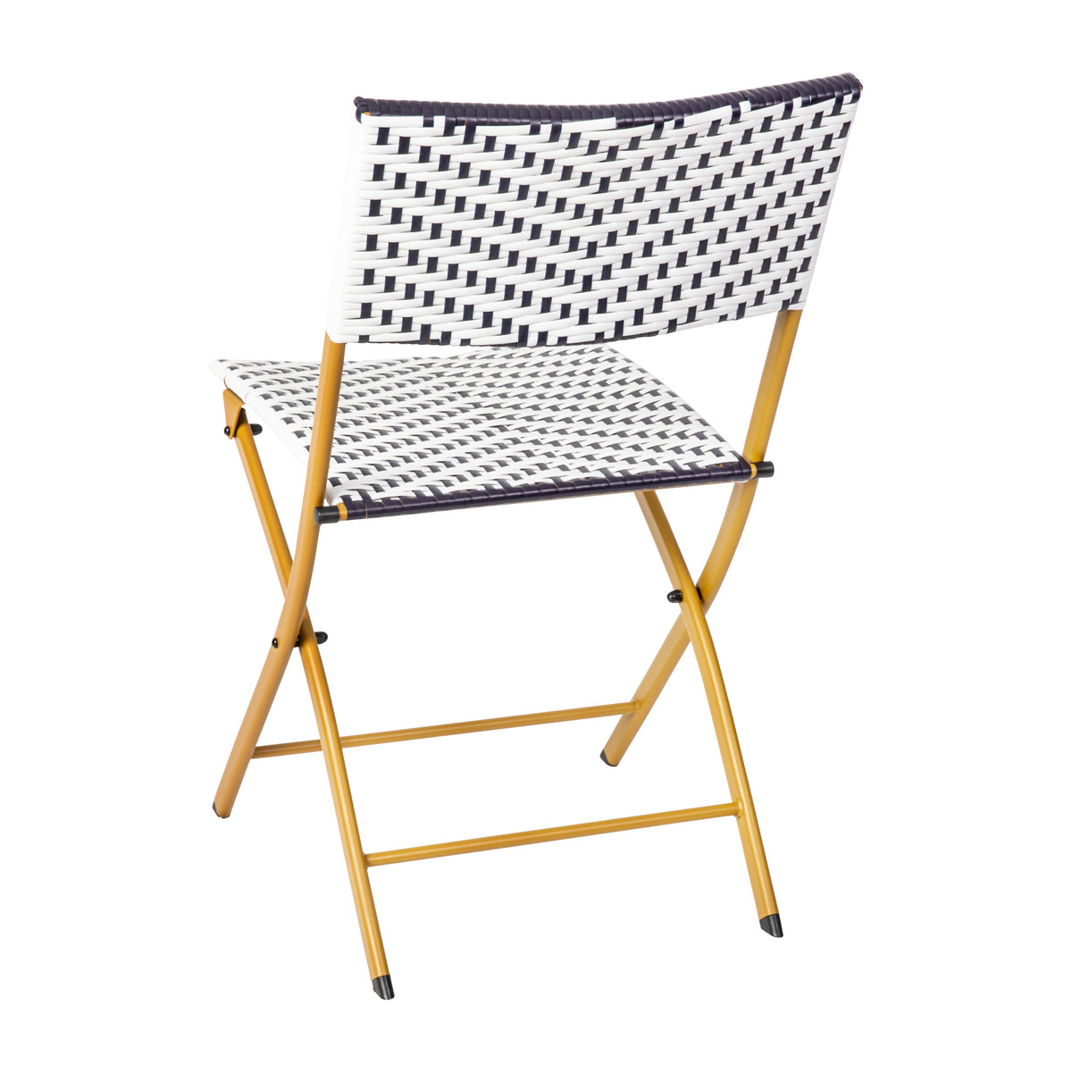 Navy & White |#| 2PC Navy and White Indoor/Outdoor PE Rattan Folding Bistro Chairs