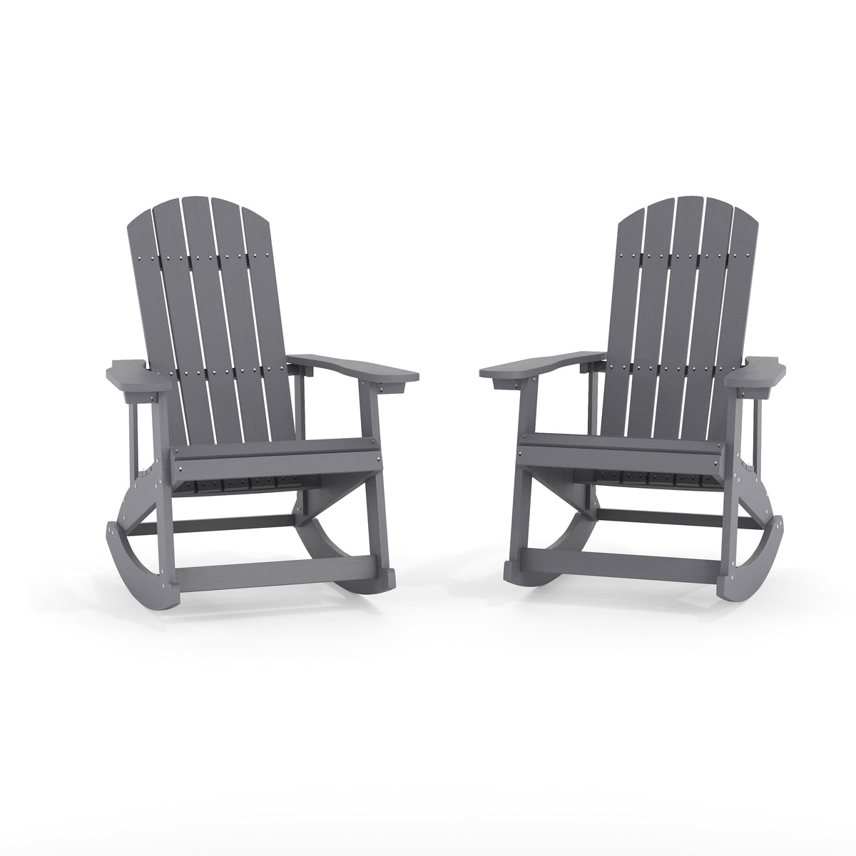 Light Gray |#| Adirondack Poly Resin Rocking Chairs for Indoor/Outdoor Use in White - 2 Pack