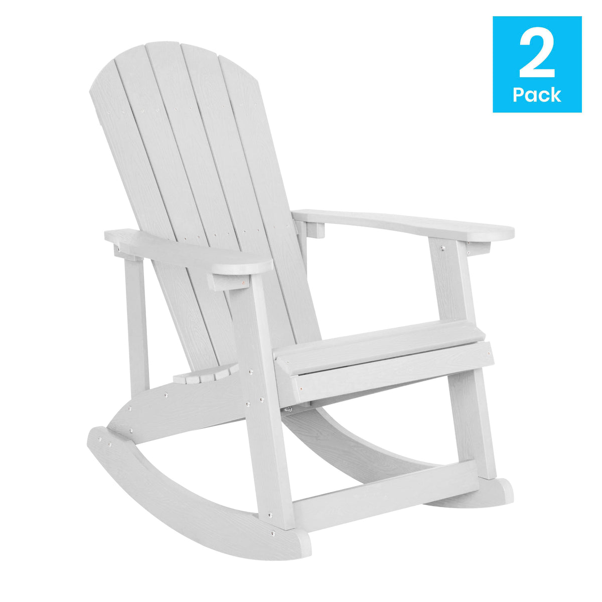 White |#| Adirondack Poly Resin Rocking Chairs for Indoor/Outdoor Use in Navy - 2 Pack