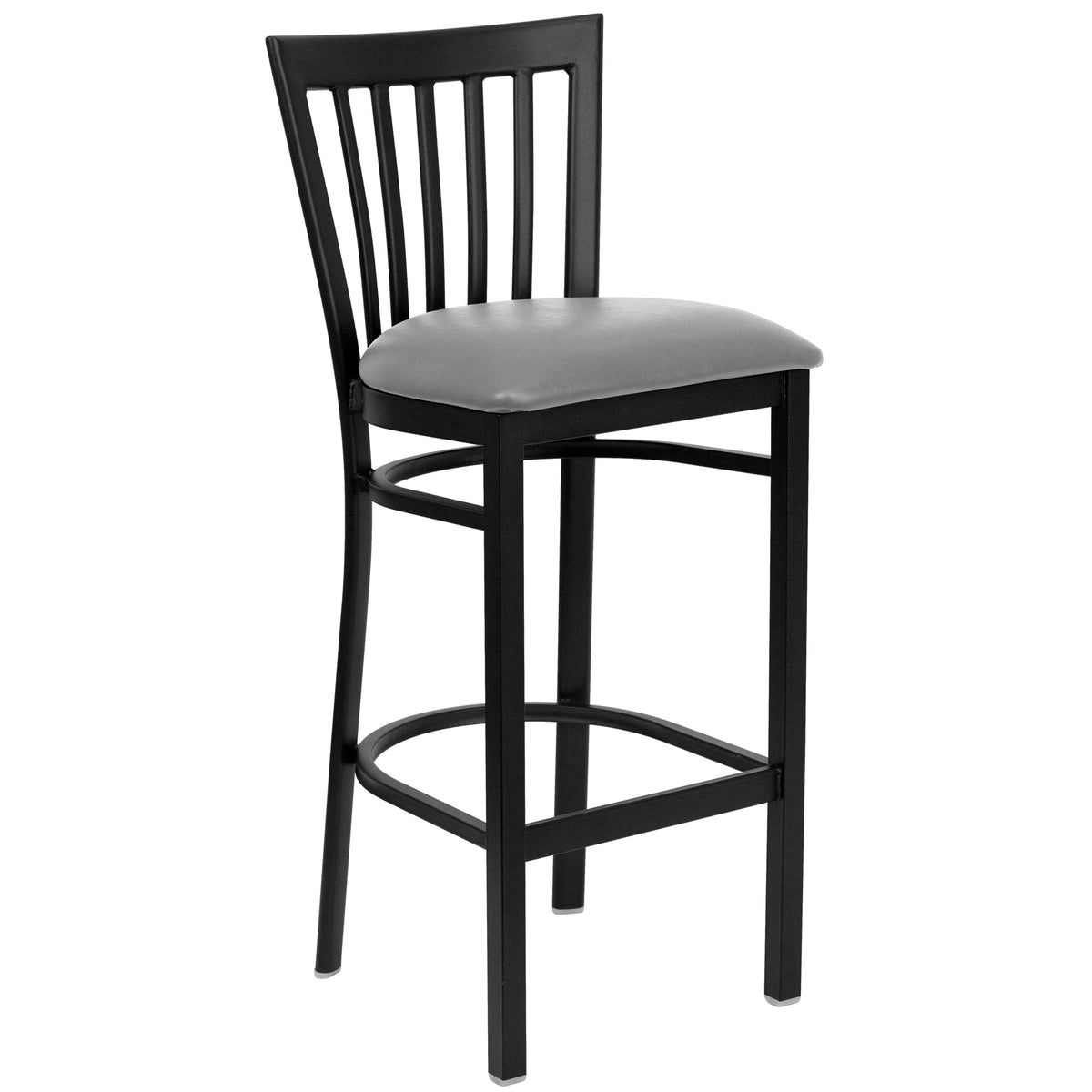 Custom Upholstery/Black Metal Frame |#| Black School House Back Metal Restaurant Barstool - Custom Upholstered Seat